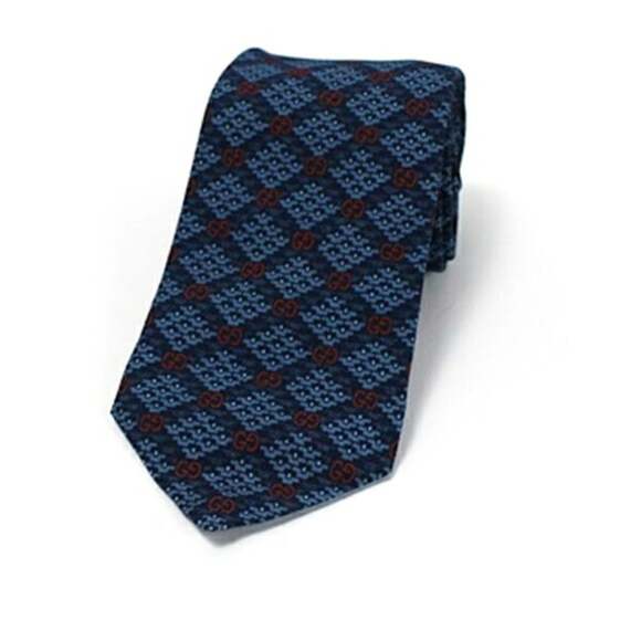 Gucci Rayon Necktie, Unused, GG Pattern, GUCCI 633992, Men's, Slim Fit